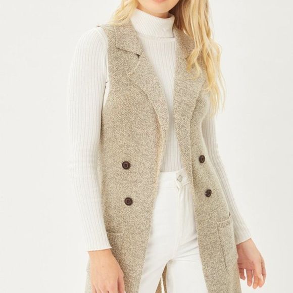 Love Tree Long Silhouette Sweater Vest Cardigan w/ Button Detail Size Medium - Picture 4 of 16